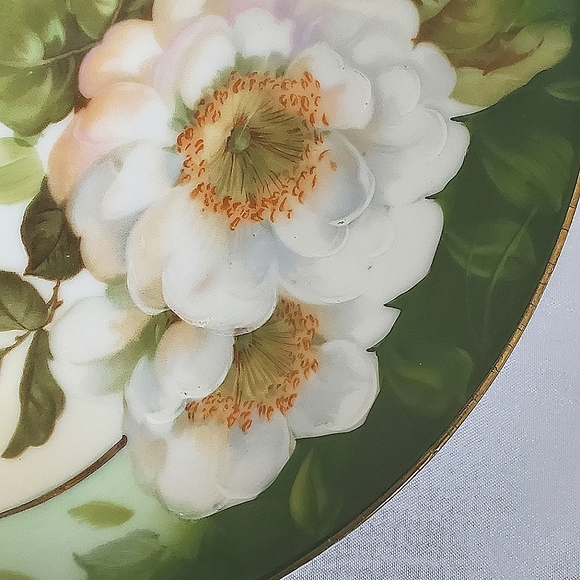 Royal Rudolstadt Prussia Handpainted Plate with White Flowers - Picture 6 of 10